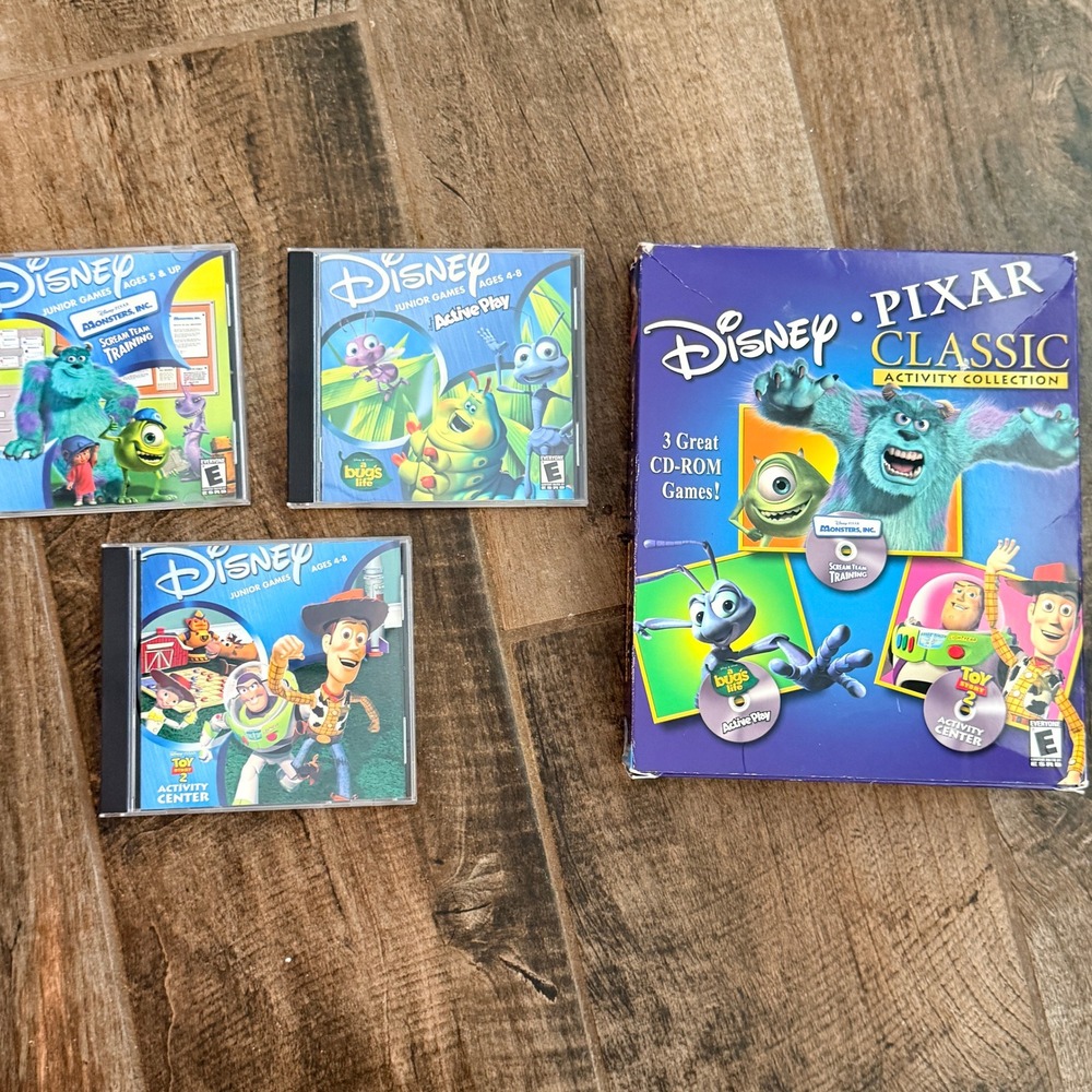 Disney VTG PC Pixar Toy Story Monsters Inc Classic Activity (3)CD-ROM Bundle